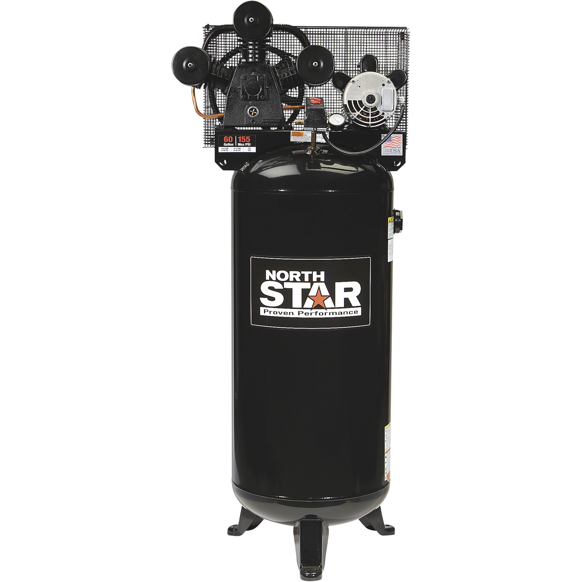 NorthStar High-Flow Electric Air Compressor, 4.7 HP, 230 Volts, 1 Phase, 60-Gallon Vertical Tank